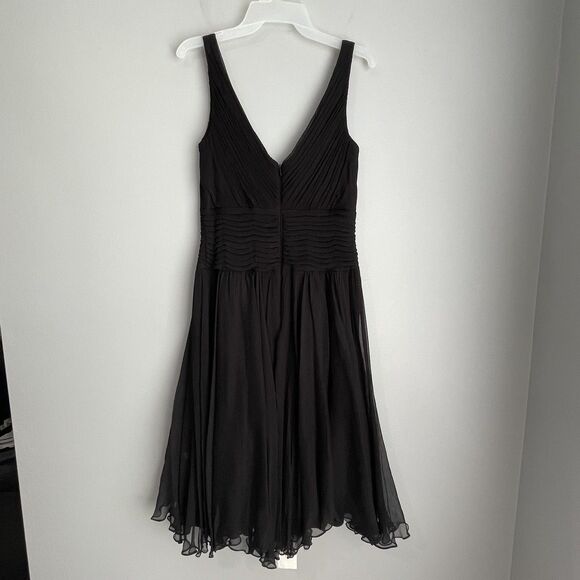 Tadashi Shoji Collection Silk Cocktail Party Dress Size 10 Pleated Chiffon - Picture 2 of 16